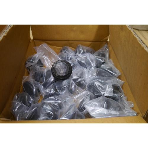 2066 - A box of hammered iron knobs, approximately 25