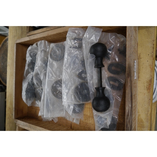 2071 - 8 round black iron door handle sets