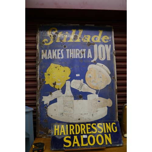 2079 - An enamel sign 'Stillade, makes thrist a joy' 91cm x 129cm