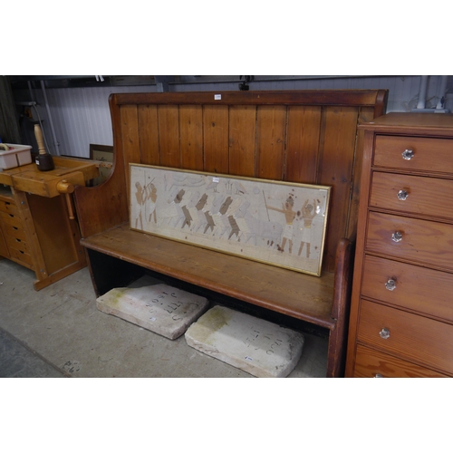 2101 - A Georgian pine high back settle, W 160cm