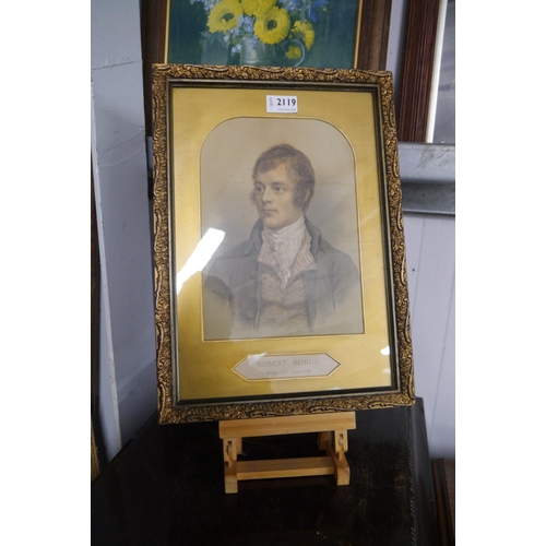 2119 - A 19th Century gilt frame hand colour print of Robert burns 1759-1796