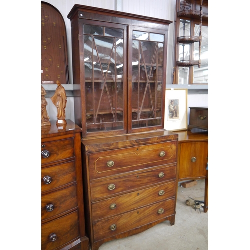 2136 - A Georgian mahogany secretaire bookcase