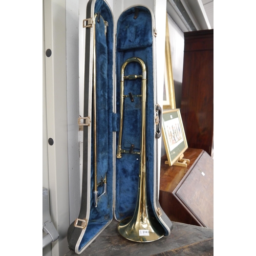 2163 - A cased 'Blessney Schobestre' trombone