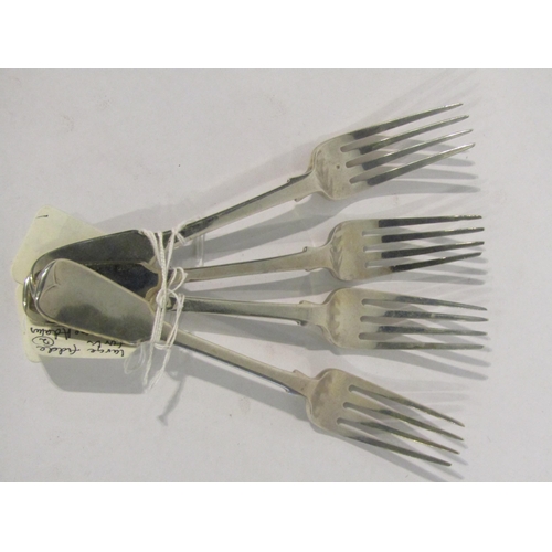 4404 - Four silver forks - A pair of Victorian silver 