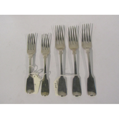 4406 - Five silver forks - A set of three Victorian silver 