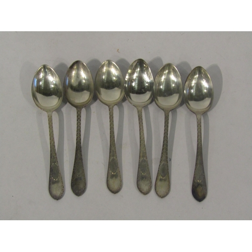 4419 - A set of six silver coffee bean spoons, bright cut, Birmingham