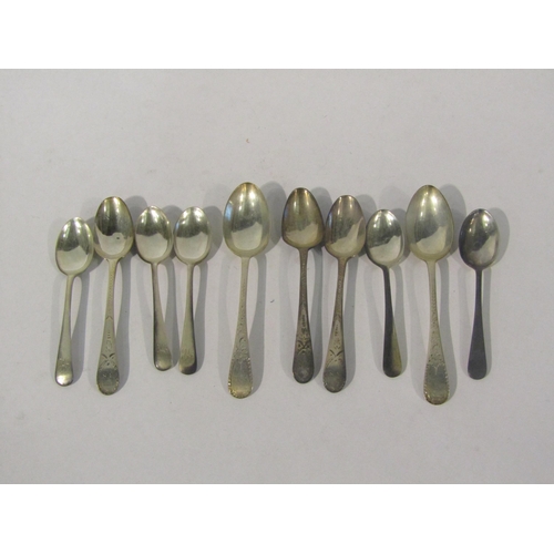 4421 - Five silver coffee spoons monogramed and five silver teaspoons both sets assayed in Sheffield