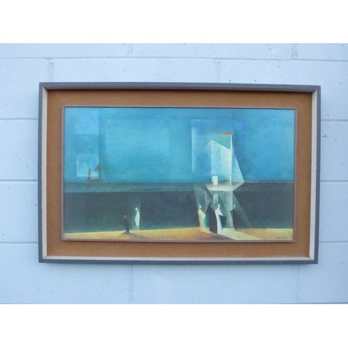 7570 - A 1960's print after the original 'Blue Marine' by Lyonel Feininger. Image size 46cm x 81cm