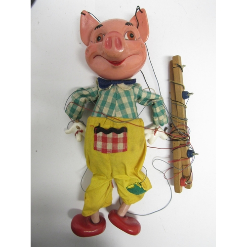 9232 - A Pelham Puppets Pig marionette in original yellow card box