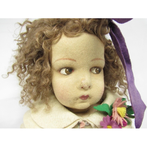 9258 - A Lenci felt character doll, Italian c.1930, with moulded cloth face with hand painted sideways glan... 