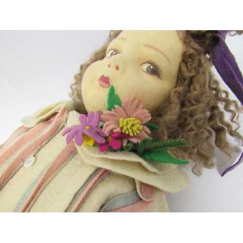 9258 - A Lenci felt character doll, Italian c.1930, with moulded cloth face with hand painted sideways glan... 