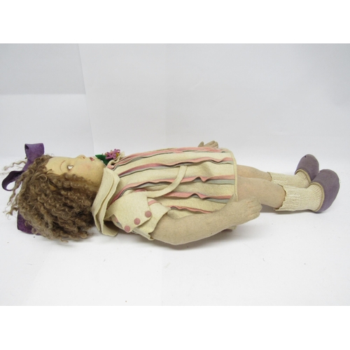 9258 - A Lenci felt character doll, Italian c.1930, with moulded cloth face with hand painted sideways glan... 