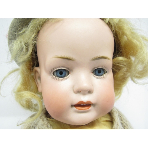 9307 - An early 20th Century Bahr & Proschild bisque head doll with blonde wig, blue glass sleeping eyes, p... 