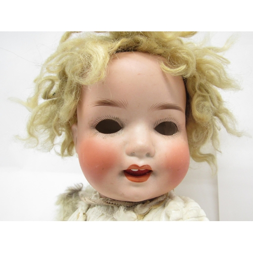 9251 - Two early 20th Century bisque head baby dolls, to include Simon & Halbig 1294 with blue glass sleepi... 