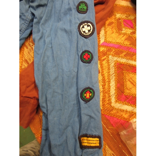 1058 - 1960's part Girl Guide and Brownie uniforms, two pairs of girl's vintage jodhpurs, a 1970's universi... 