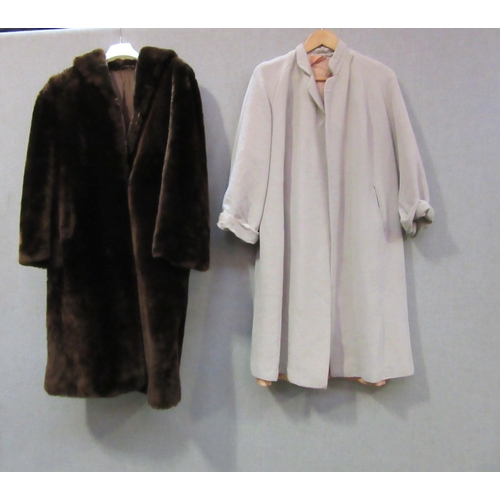 1071 - A 1950's light grey duster coat and a beaver lamb coat circa 1950's