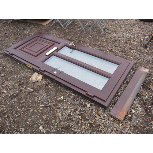 3424 - A glazed UPVC door with frame and key