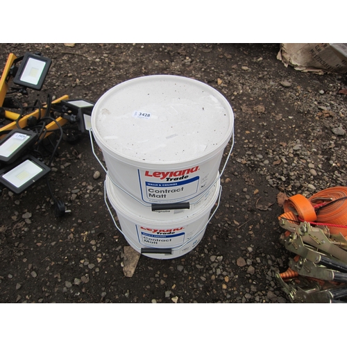 3428 - Two 10 litre tubs of Leyland Trade magnolia matt paint