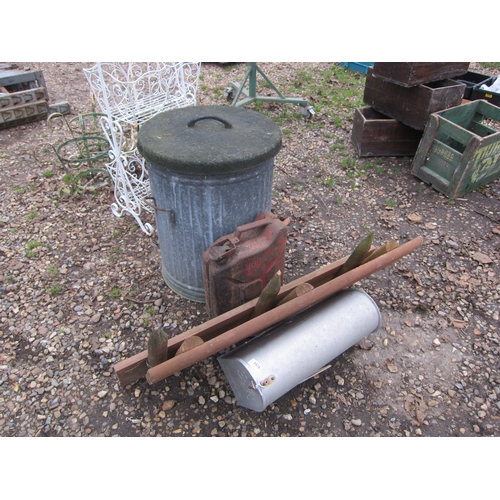 3436 - A galvanised bin, fuel can, edgings and an American style post box