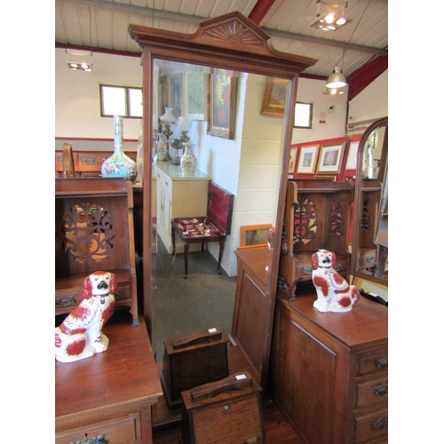 1108 - A late Victorian mahogany dressing chest with central full height cheval mirror flanked by Art Nouve... 