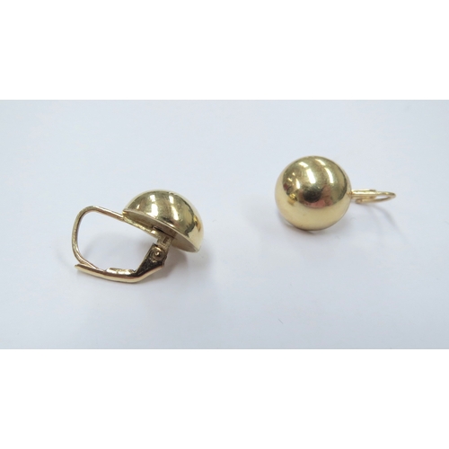 9298 - A pair of gold domed earrings stamped 585, 2.3g