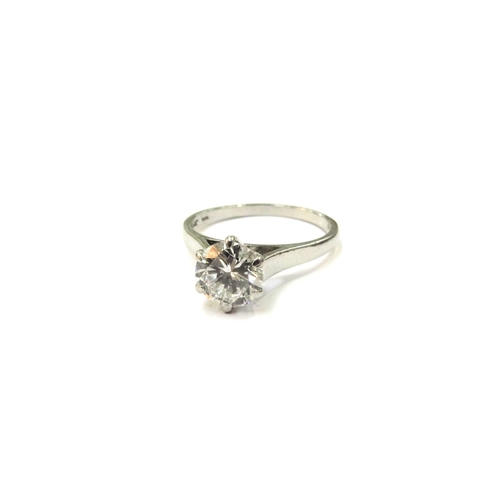 9001 - A diamond solitaire ring, 7mm diameter, 1.50ct approx. Size N, 4.7g