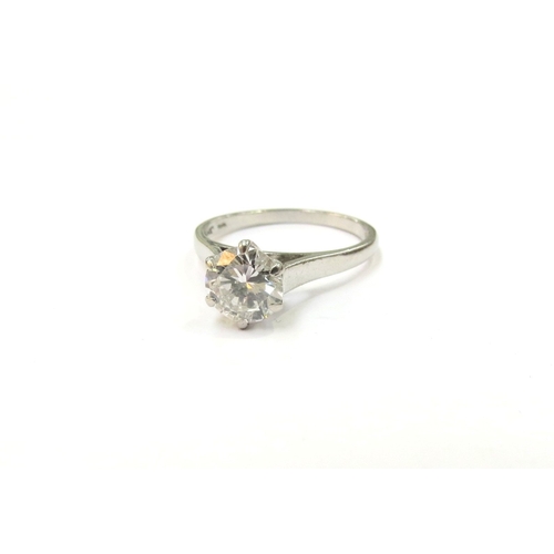 9001 - A diamond solitaire ring, 7mm diameter, 1.50ct approx. Size N, 4.7g