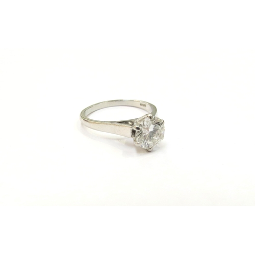 9001 - A diamond solitaire ring, 7mm diameter, 1.50ct approx. Size N, 4.7g