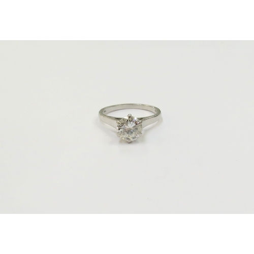 9001 - A diamond solitaire ring, 7mm diameter, 1.50ct approx. Size N, 4.7g