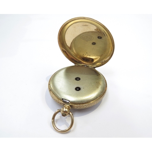 9375 - An 18ct gold cased pocket watch, Roman numerated, 44g total