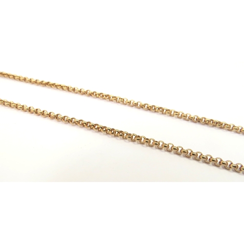 9130 - A 9ct gold chain with lobster clasp, 44cm long, 7.6g