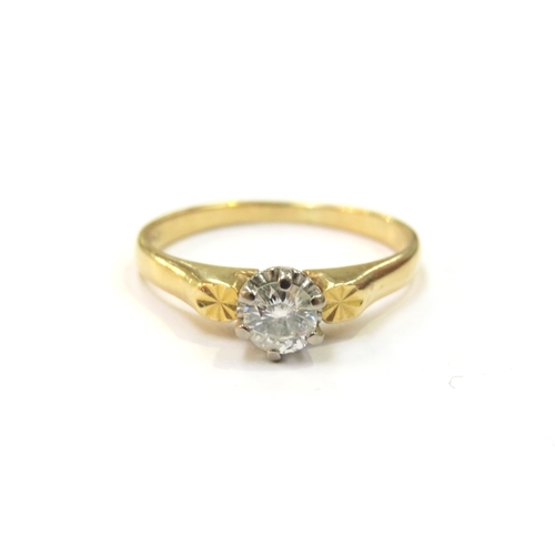 9192 - A diamond solitaire ring, stamped 18ct. Size M/N, 2.8g