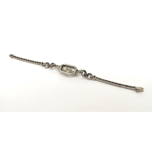 9022 - An Art Deco diamond bracelet, probably converted from a cocktail watch, 16.5cm long, 12.7g