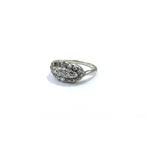 9084 - A diamond boat shaped cluster ring, unmarked. Size M, 3.3g