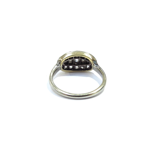 9084 - A diamond boat shaped cluster ring, unmarked. Size M, 3.3g