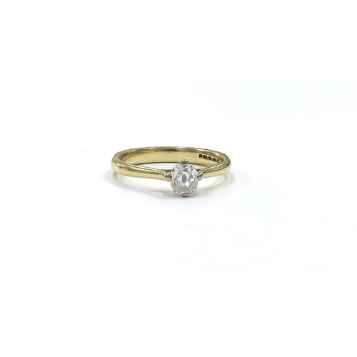 9085 - An 18ct gold diamond solitaire ring (diamond loose) 0.25ct approx. Size N/O, 3.8g