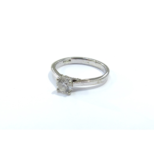 9133 - A white gold diamond solitaire ring 0.40ct approx. Size L, marks scratched, 2.1g