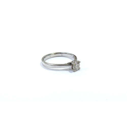 9133 - A white gold diamond solitaire ring 0.40ct approx. Size L, marks scratched, 2.1g