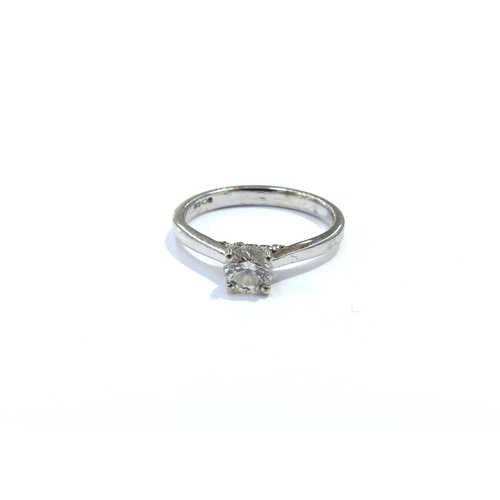 9133 - A white gold diamond solitaire ring 0.40ct approx. Size L, marks scratched, 2.1g