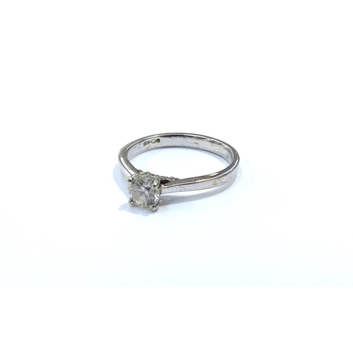 9133 - A white gold diamond solitaire ring 0.40ct approx. Size L, marks scratched, 2.1g