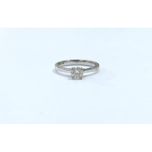 9133 - A white gold diamond solitaire ring 0.40ct approx. Size L, marks scratched, 2.1g