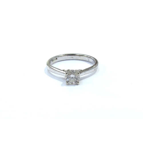 9133 - A white gold diamond solitaire ring 0.40ct approx. Size L, marks scratched, 2.1g