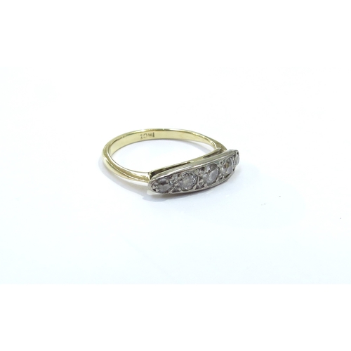 9088 - A graduated five stone diamond ring, stamped 18ct. Size L, 2.8g