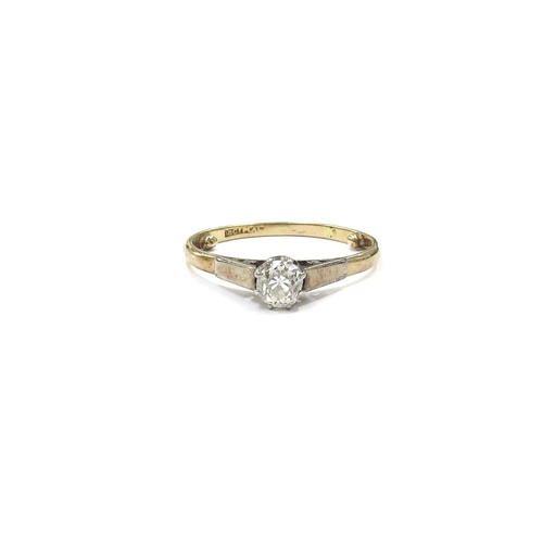 9209 - A diamond solitaire ring, stamped 18ct /plat, 0.25ct approx. Size O with spacer, 2g