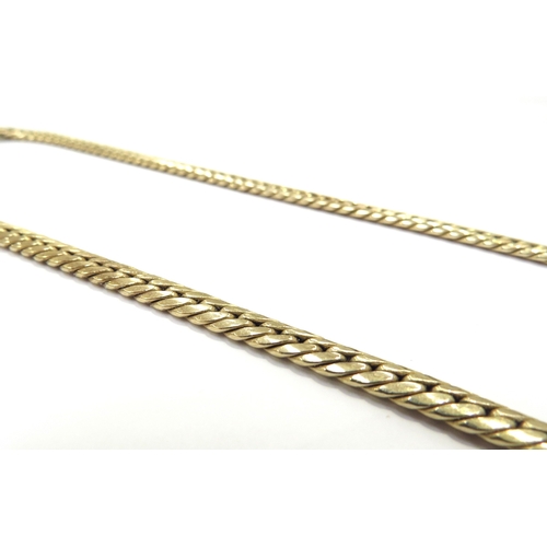 9008 - A gold flatlink necklace marked 585, 50cm long, 20.9g