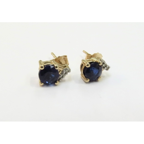 9277 - A pair of 9ct gold Daha Kyanite and diamond earrings, 1.6g