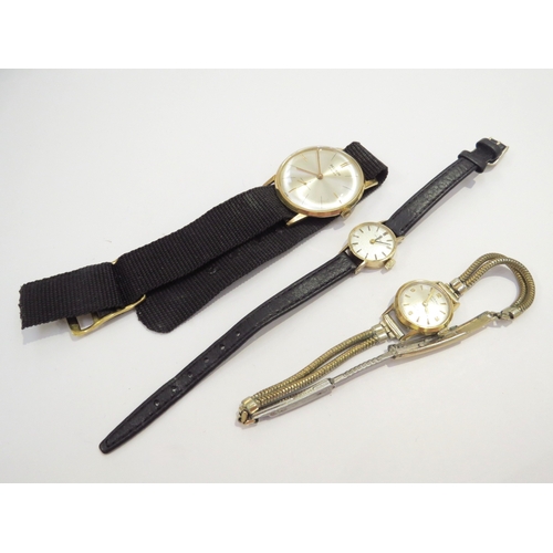 9287 - A 9ct gold cased Omega wristwatch, Belison gents wristwatch and a Rotary watch