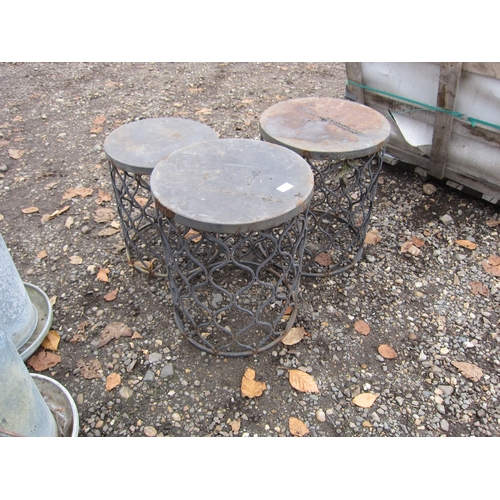 3502 - Three decorative metal stools