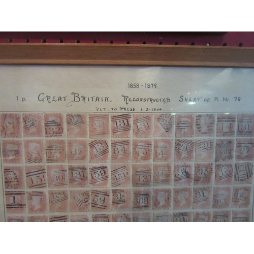 1047 - An 1858-1879 famed display of penny red stamps, Great Britain sheet O1 P1 Nr 79, out to press 1.3.18... 