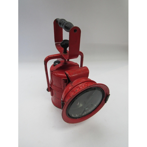 8021 - A red painted B.R inspection lamp, stamped BR to the side, front glass a/f